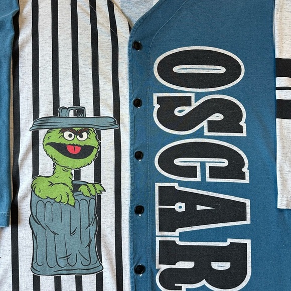 Vintage Oscar The Grouch 3/4 Sleeve Baseball Jersey Large - Picture 4 of 6